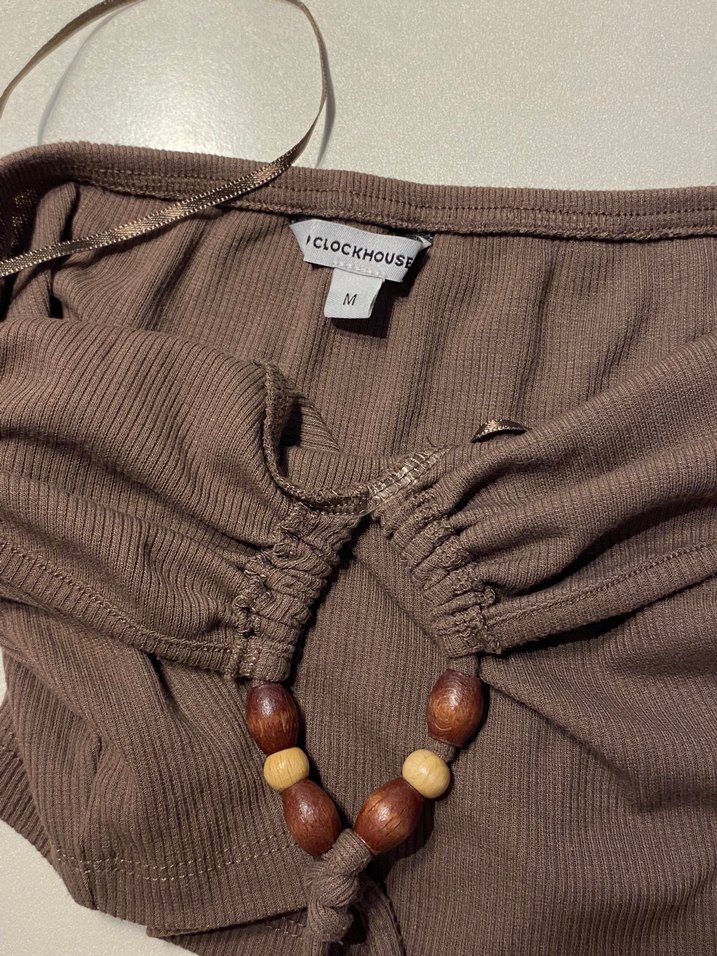 Bohem Tarzı Kahverengi Crop - Görsel 3