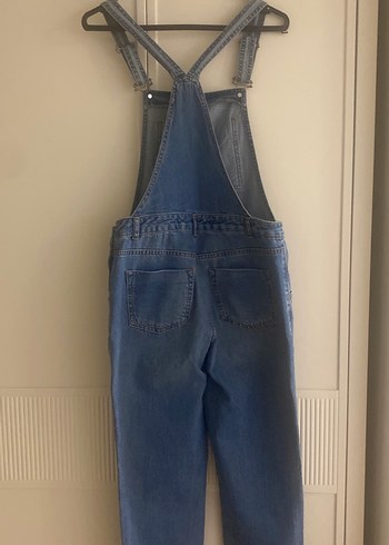 28 Beden Kadın Lacivert Bol Kesim Denim Salopet