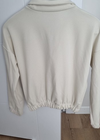 38 Beden ten rengi Renk Bej Yarım Fermuarlı Yüksek Yakalı Sweatshirt