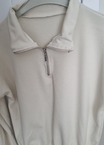 Koton Bej Yarım Fermuarlı Yüksek Yakalı Sweatshirt