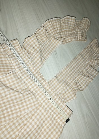 36 Beden beyaz Renk Kareli Fırfırlı jile