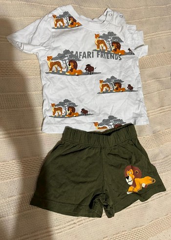 Erkek Bebek Safari Temalı Kısa Kollu Takım