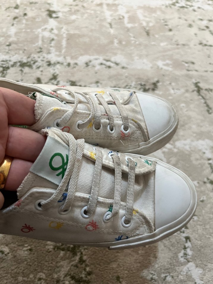 Bağcıklı Beyaz Batik Desenli Kadın Spor Ayakkabı - Görsel 2