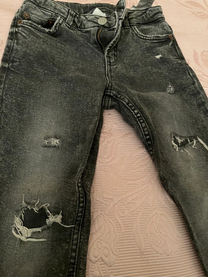 Gri Bağcıklı Erkek Çocuk Denim Pantolon - Görsel 3