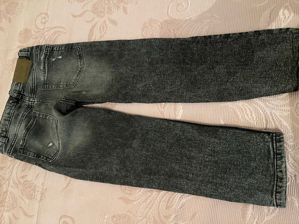 Gri Bağcıklı Erkek Çocuk Denim Pantolon - Görsel 5