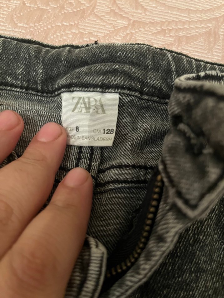 Gri Bağcıklı Erkek Çocuk Denim Pantolon - Görsel 2