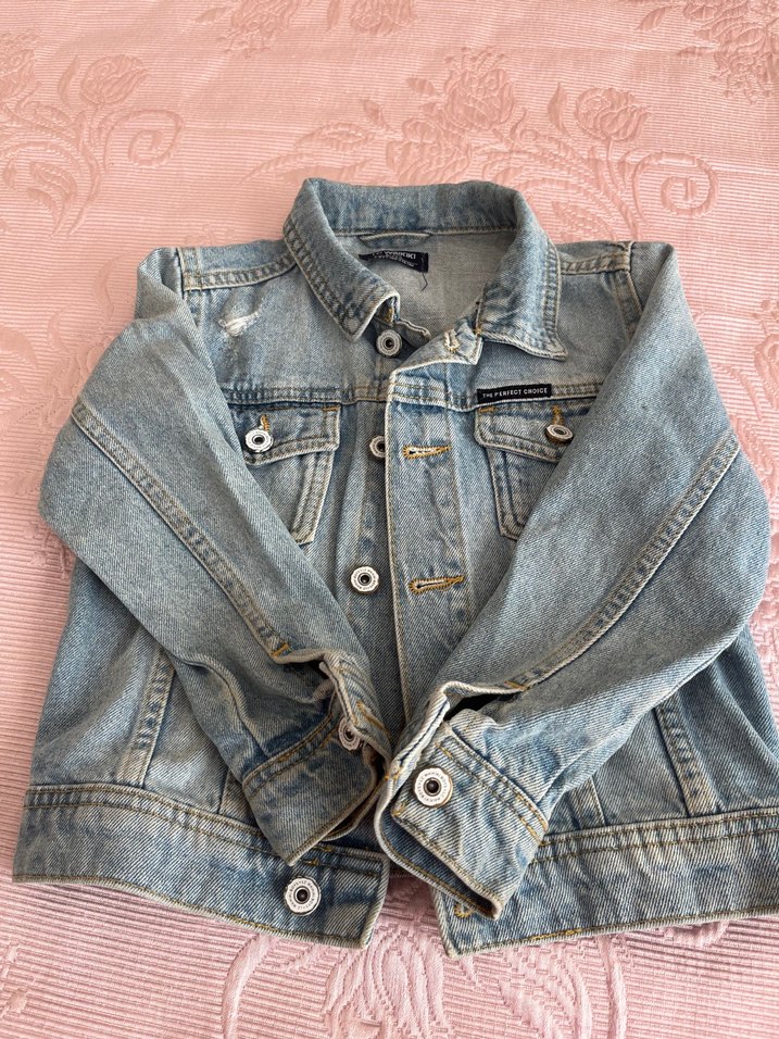 Düğmeli Mavi Denim Kadın Ceket - Görsel 2