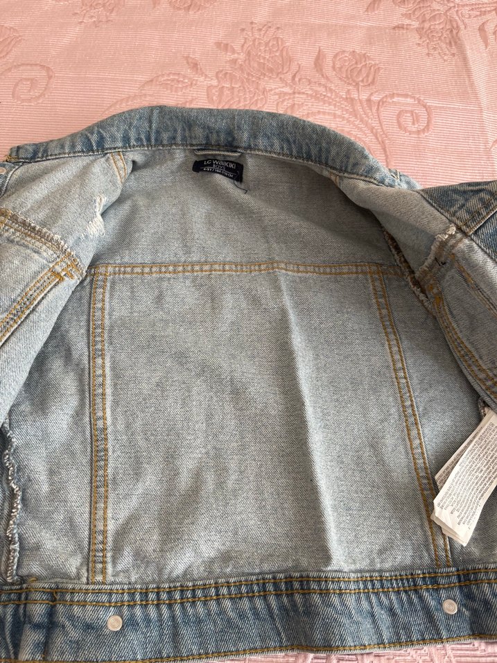 Düğmeli Mavi Denim Kadın Ceket - Görsel 4