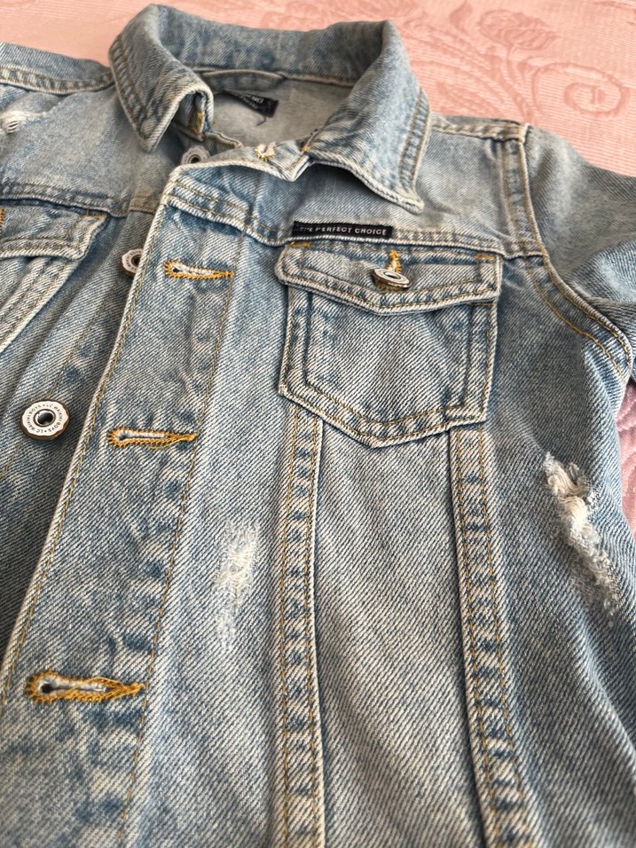 Düğmeli Mavi Denim Kadın Ceket - Görsel 3