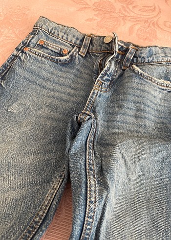 Kadın Mavi Midi Boy Rahat Kesim Kot Pantolon - Görsel 3