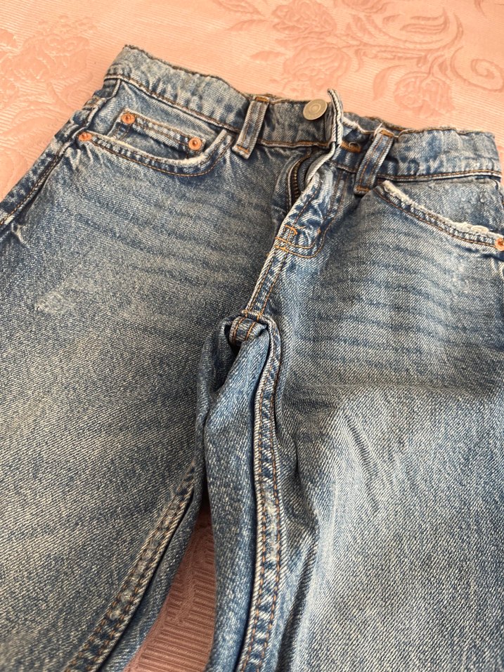 Kadın Mavi Midi Boy Rahat Kesim Kot Pantolon - Görsel 3