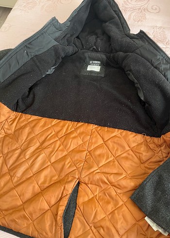 Gri Düğmeli Erkek Kaban Kapüşonlu - Görsel 3