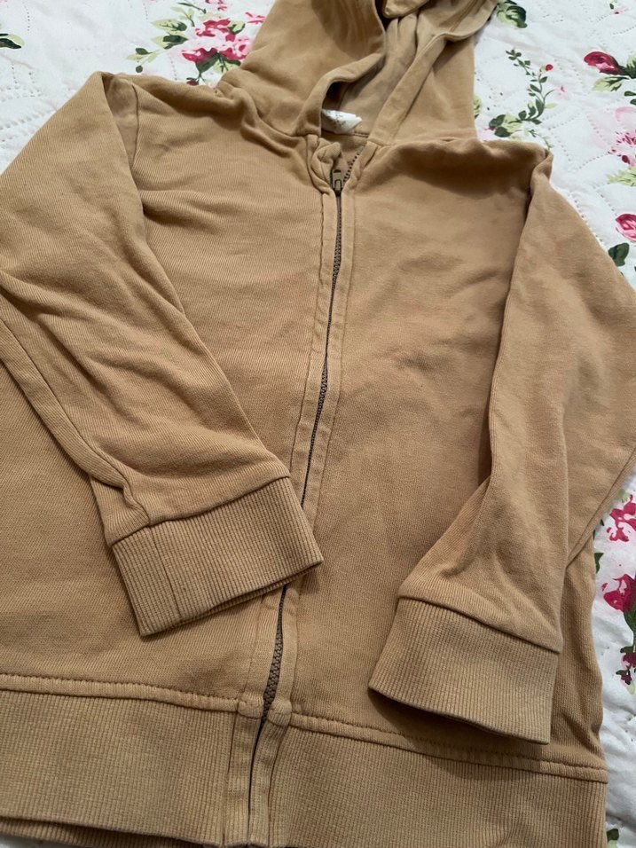 Kız Çocuk Kahverengi Kapüşonlu Fermuarlı Sweatshirt - Görsel 3