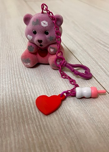 Çanta Aksesuarı Pembe Zincirli Ayıcık Anahtarlık - Görsel 2