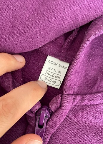 9-12 Ay Beden Kız Çocuk Mor Kapüşonlu Fermuarlı Sweatshirt