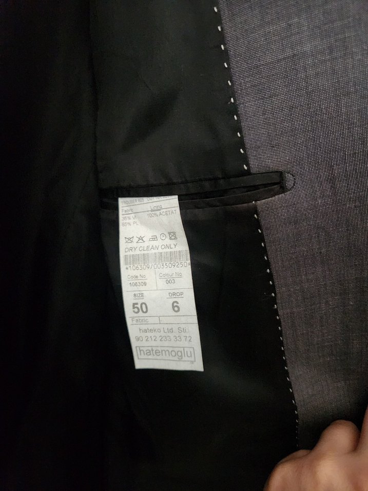 Gri Erkek Ofis Takım Elbise Ceketi Hatemoğlu Marka - Görsel 4