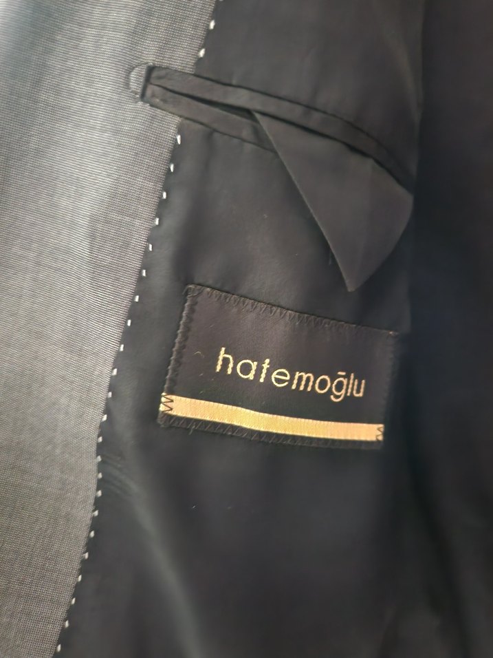 Gri Erkek Ofis Takım Elbise Ceketi Hatemoğlu Marka - Görsel 3
