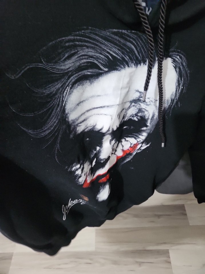 Siyah Kapüşonlu Joker Baskılı Sweatshirt - Görsel 3