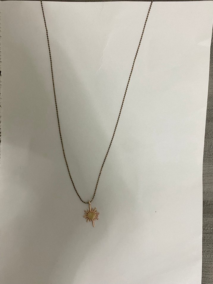 Altın Renkli Zincir Detaylı Midi Kolye - Görsel 2