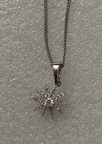 Kar Tanesi Gri Zincir Detaylı Midi Kadın Kolye - Görsel 2