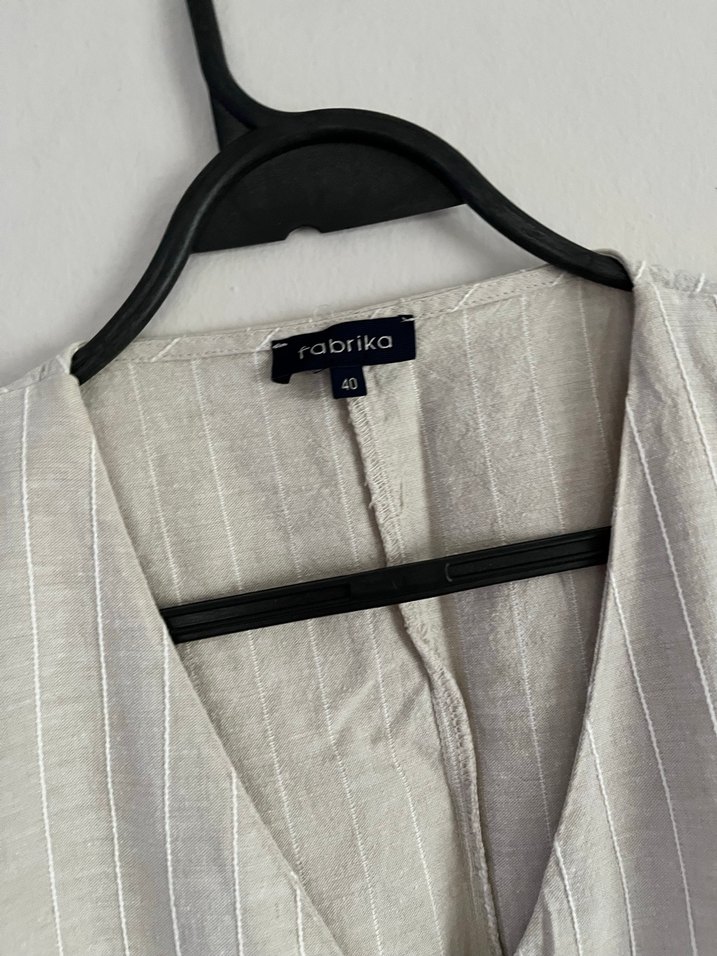 Düğmeli Keten Uzun Kadın Elbise FABRİKA - Görsel 3