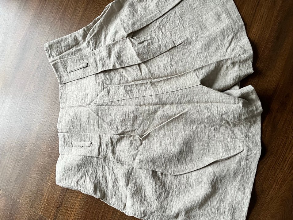 Bej Rahat Kesim Kadın Keten şort - Görsel 4