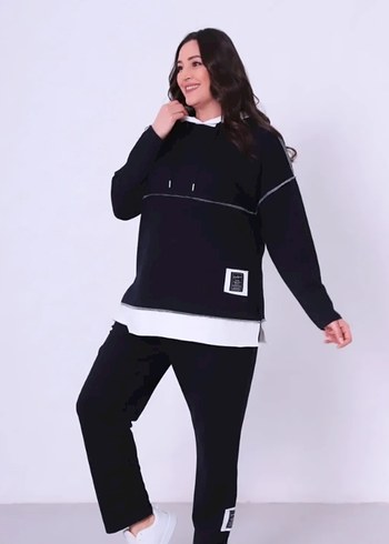 Siyah Kadın Midi Eşofman Takımı cafcaf marka - Görsel 2