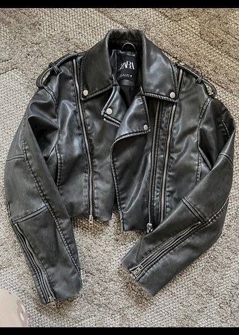ZARA kadın spor deri ceket - Görsel 2