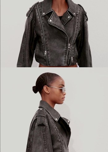 ZARA kadın spor deri ceket - Görsel 4