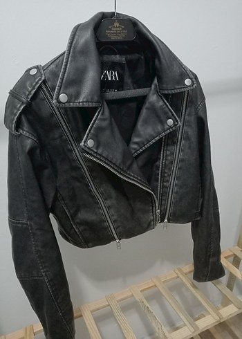 ZARA kadın spor deri ceket - Görsel 3