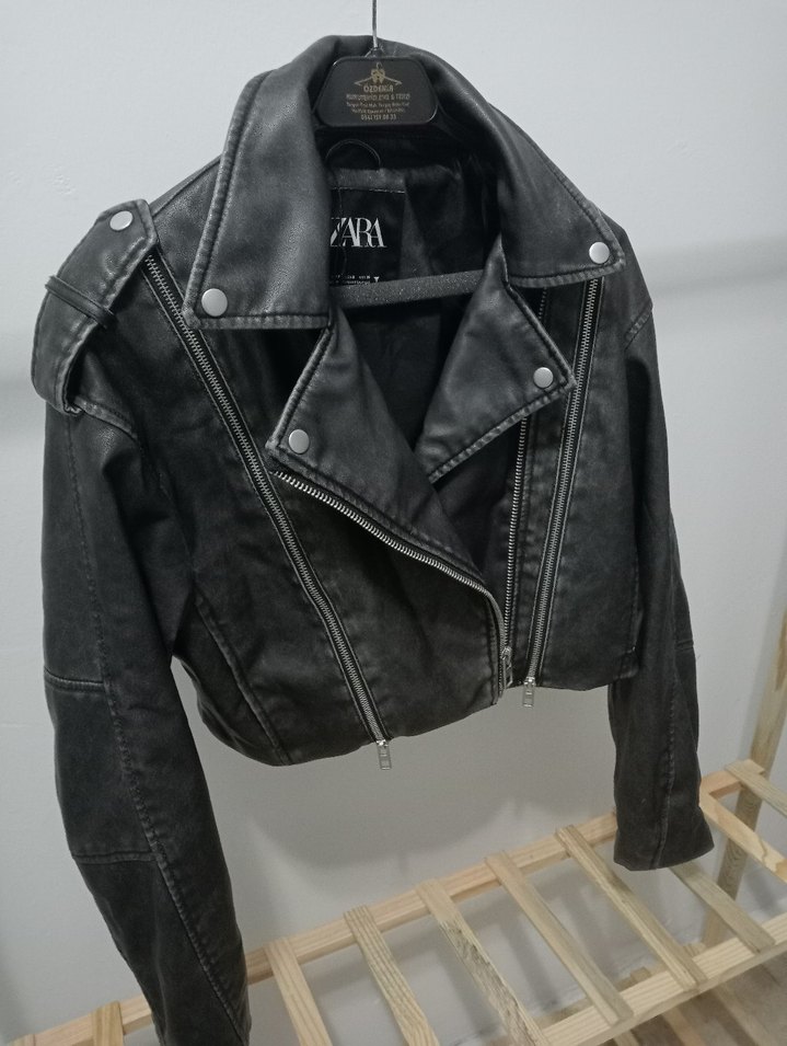 ZARA kadın spor deri ceket - Görsel 3