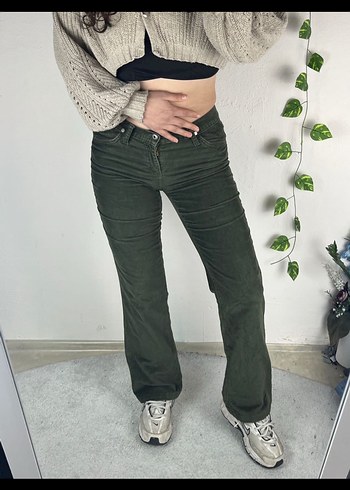 Kadın Haki Loose Fit Boyfriend Pantolon