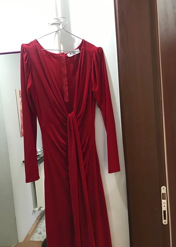 s Beden kırmızı Renk Kadın Kırmızı Sade Midi Elbise