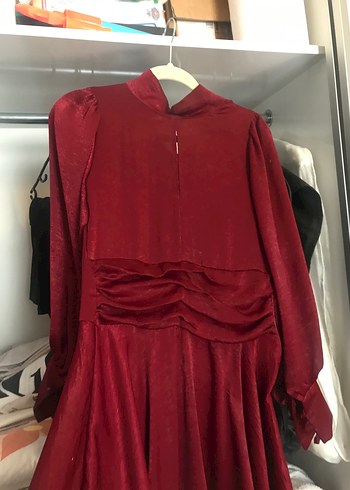 Diğer Bordo Saten Vintage kısa elbise