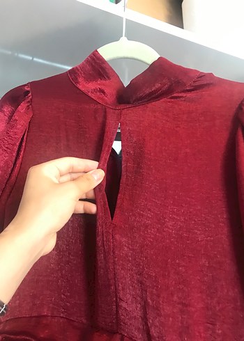 s Beden Bordo Saten Vintage kısa elbise