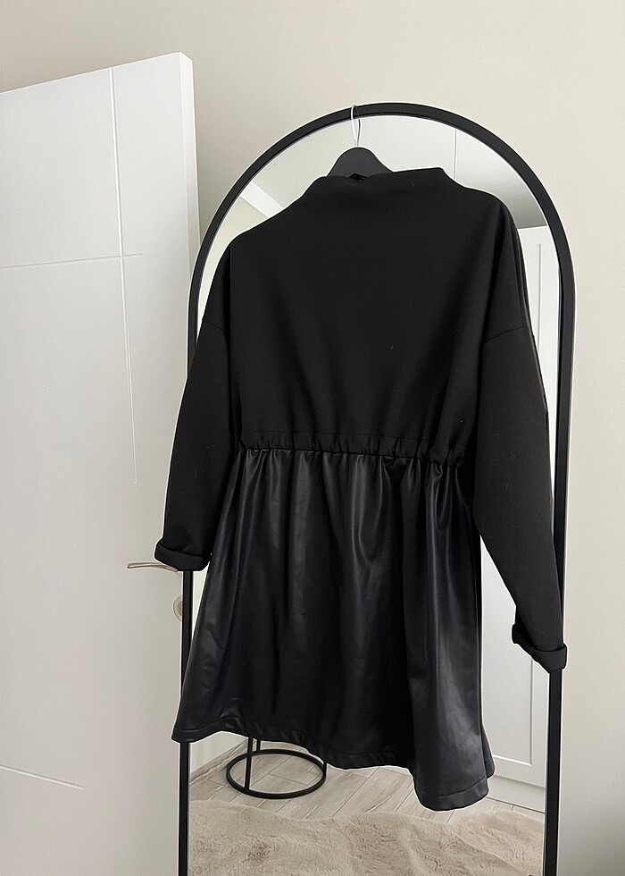 Deri detaylı tunik - Görsel 4