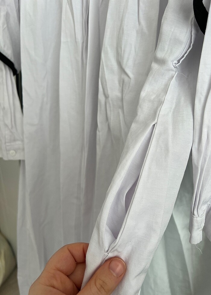 Tesettür beyaz elbise - Görsel 5