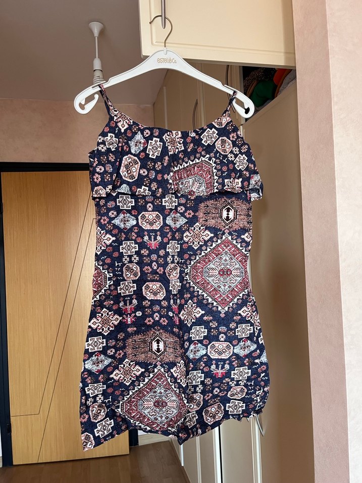 Bohem Çok Renkli Askılı Kısa elbise - Görsel 2