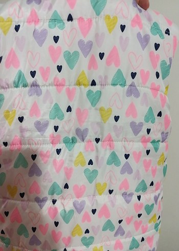 Kız Çocuk Renkli Kalp Desenli Fermuarlı Yelek - Görsel 2