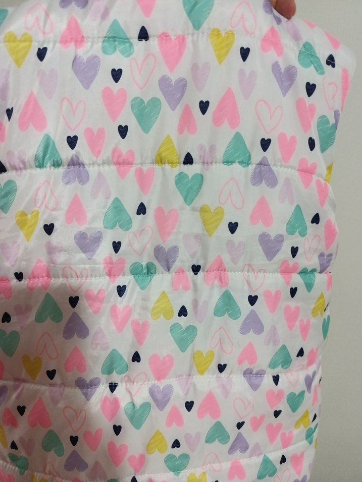 Kız Çocuk Renkli Kalp Desenli Fermuarlı Yelek - Görsel 2