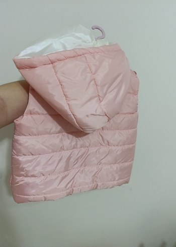 Kız Çocuk Pembe Kapüşonlu Fermuarlı Yelek - Görsel 2