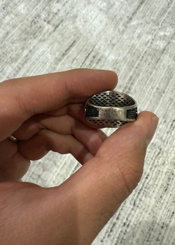 Siyah Parlak Erkek Yüzük 925 Ayar Gümüş Osmanlı Tuğrası - Görsel 4