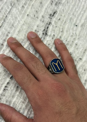 Mavi Vintage Erkek Yüzük 925 Ayar IYI Gümüş - Görsel 4