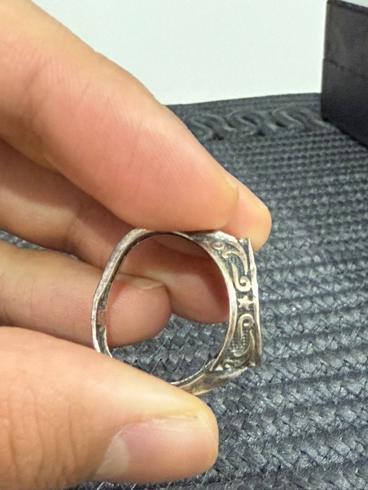 Mavi Vintage Erkek Yüzük 925 Ayar IYI Gümüş - Görsel 3