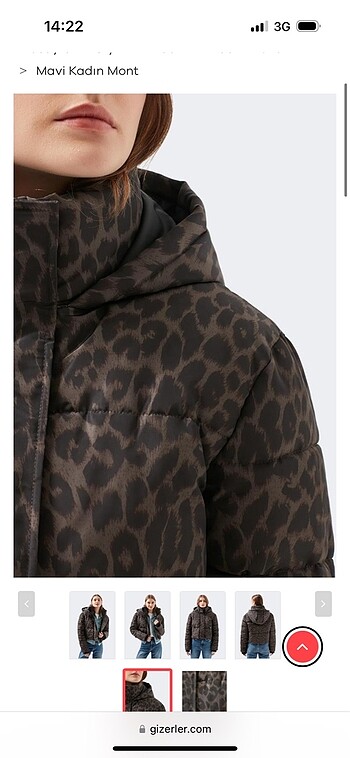 xs Beden kahverengi Renk Mavi Leopar Desenli Şişme Mont