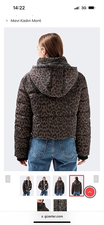 xs Beden Mavi Leopar Desenli Şişme Mont