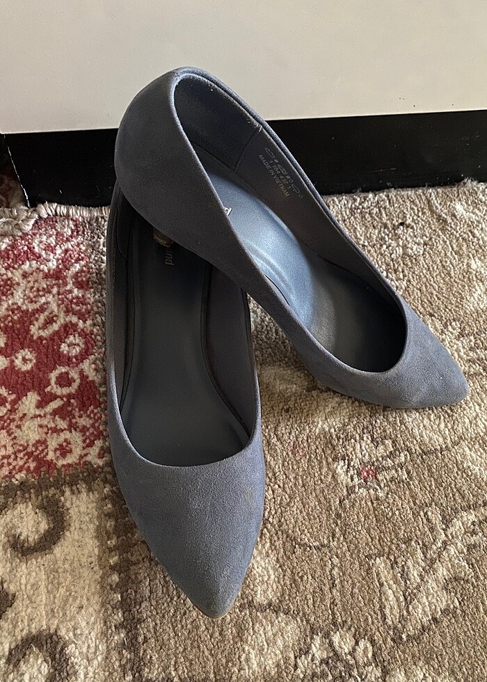 Mavi süet topuklu - Görsel 3