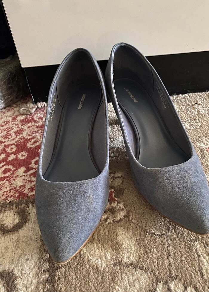 Mavi süet topuklu - Görsel 4