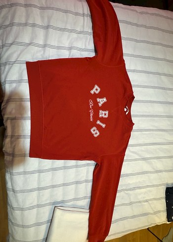 Kırmızı Paris Baskılı Kadın Sweatshirt - Görsel 2
