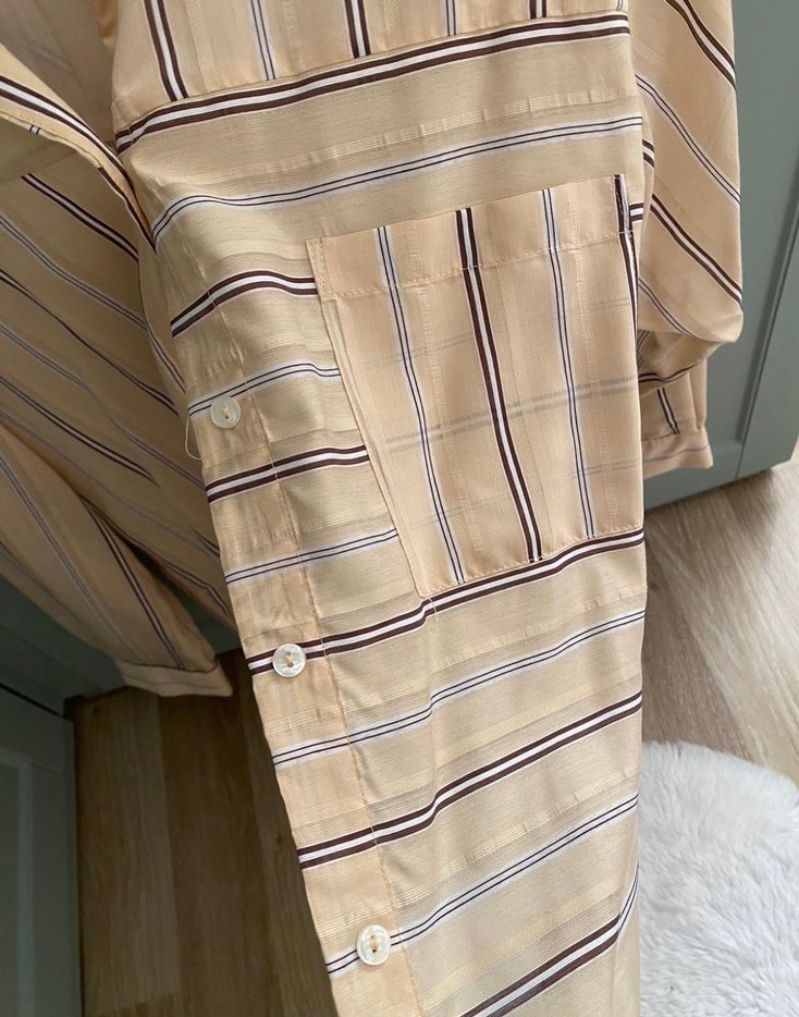 Adl Bej Çizgili Gömlek - Görsel 3